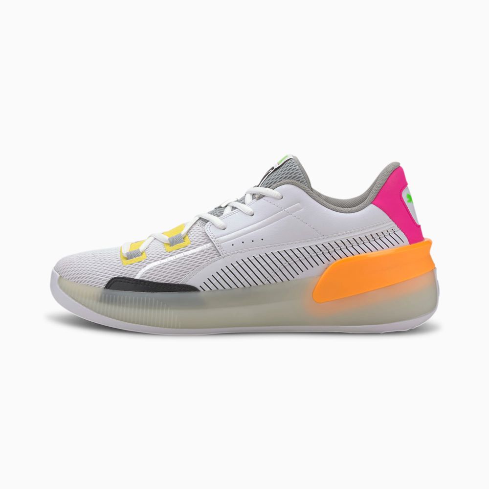Puma Clyde Hardwood Retro Fantasy Férfi Kosárlabda Cipő - Fehér/Narancssárga ( Hungary - CBFWO0978 )